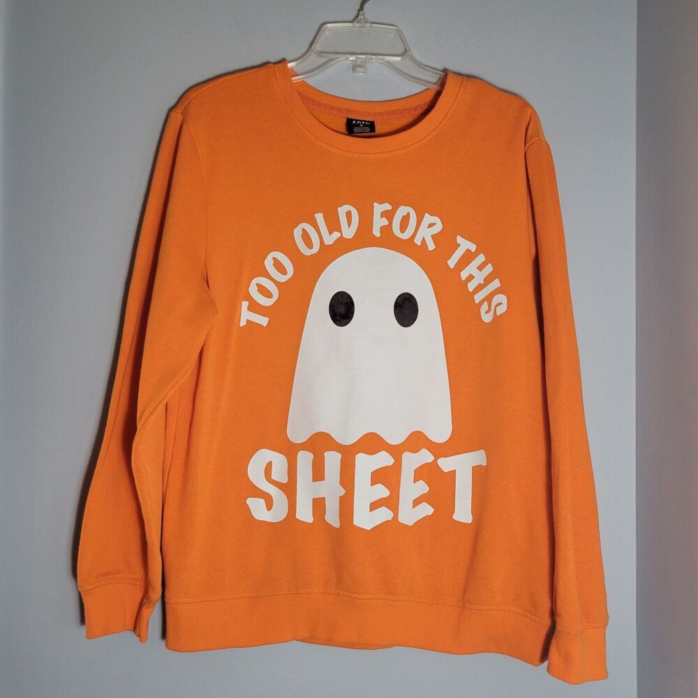 ADTN Orange Ghost Too Old For This Sheet Sweatshirt Size M